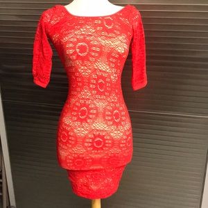 Red spandex lace dress Arden B
